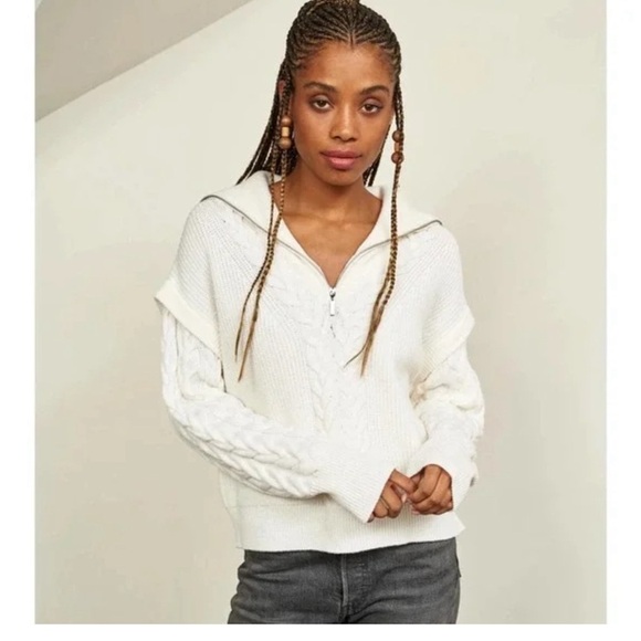 La Ligne Bastien Cable Knit Merino Wool Pullover Sweater Cream Ivory Size small - Picture 1 of 5